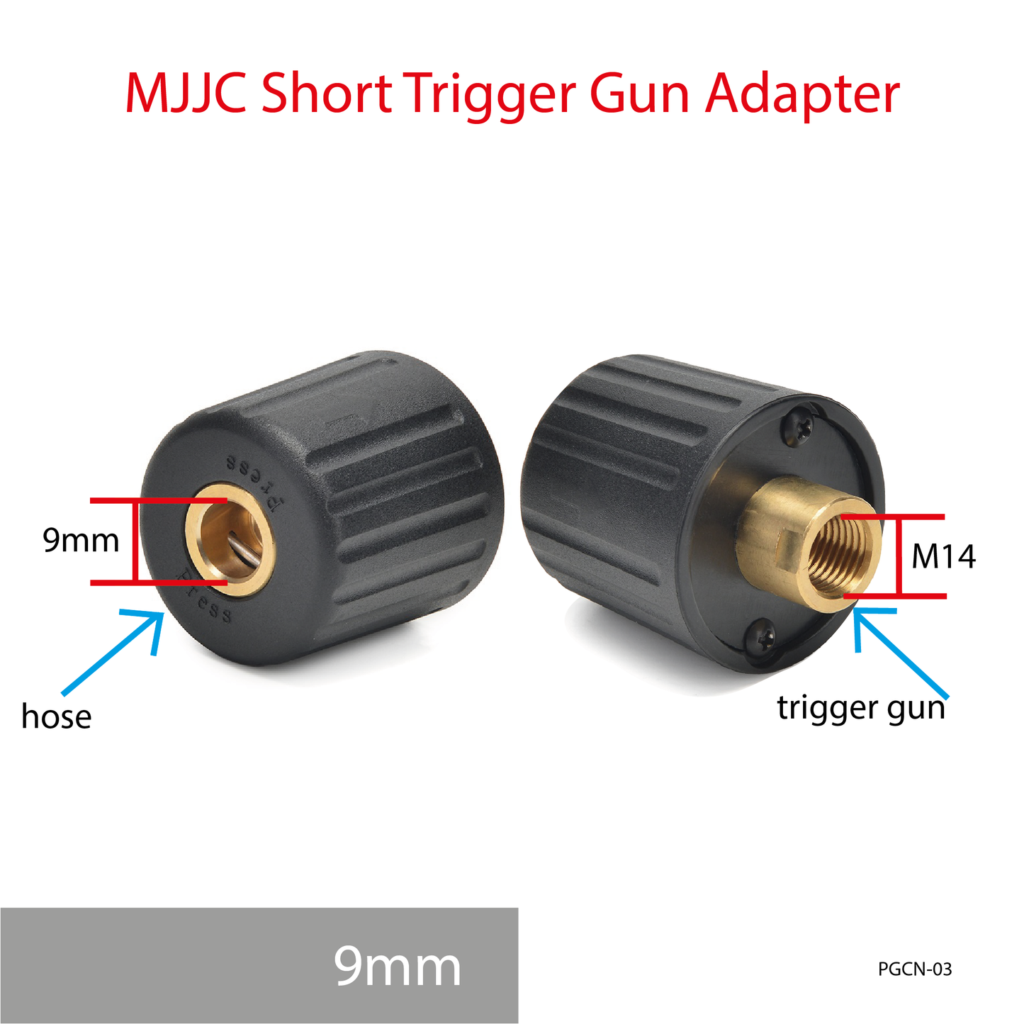 MJJC Short Trigger Gun Adapter 9mm hose tips