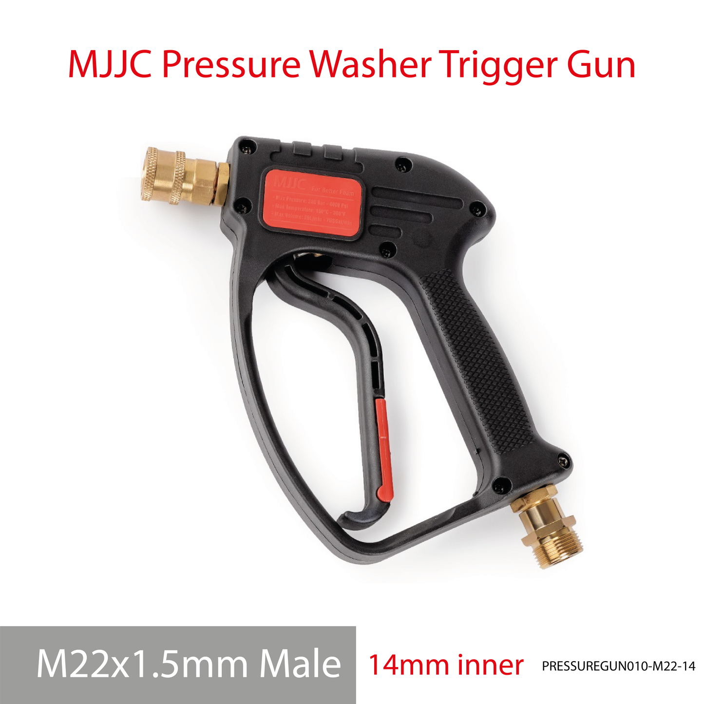 M22-14mm ID - MJJC Light Weight Pressure Washer Short Trigger Gun with Live Swivel