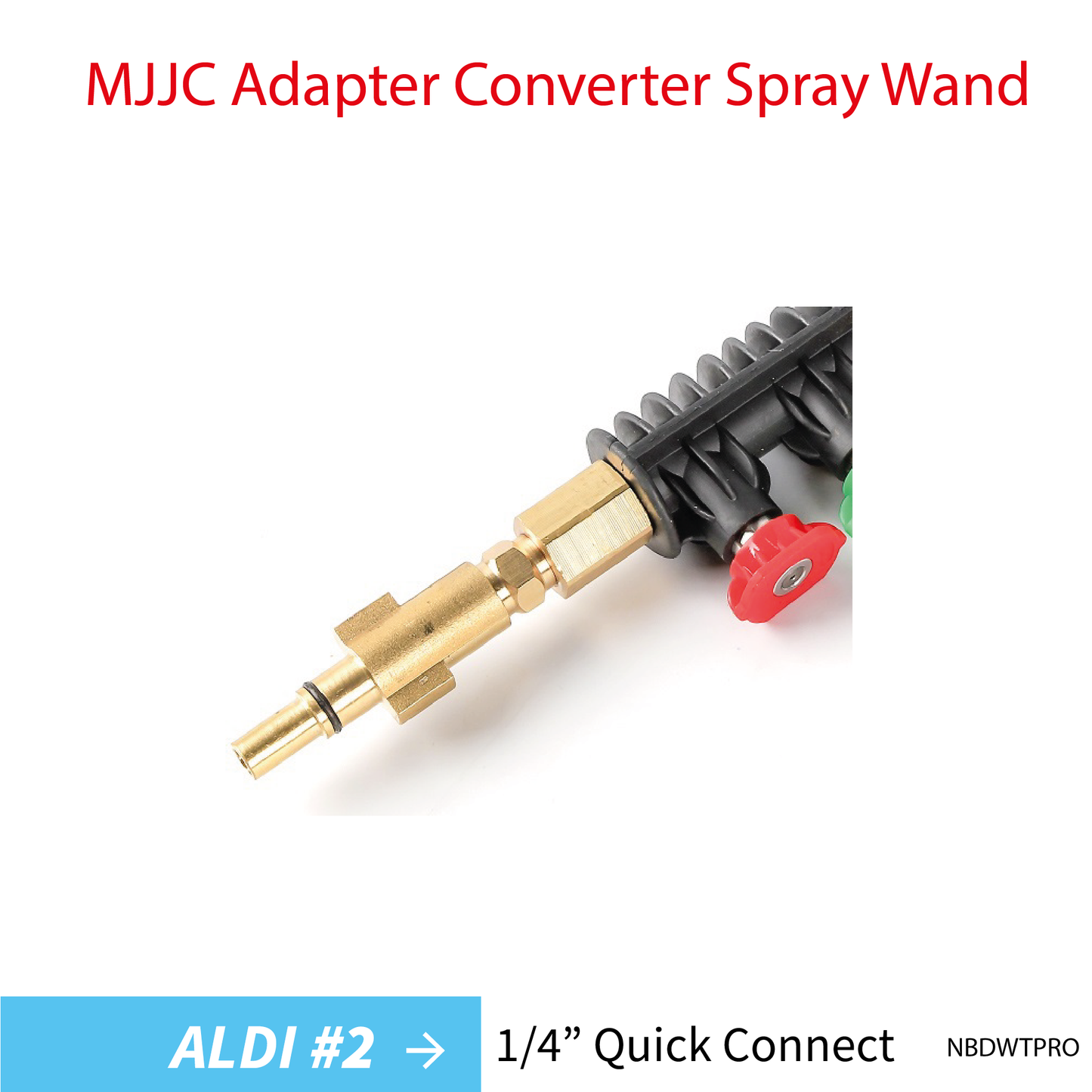 Aldi#2 MJJC Adapter Conversion Converter pressure washer Spray Wand with 5 spray tips