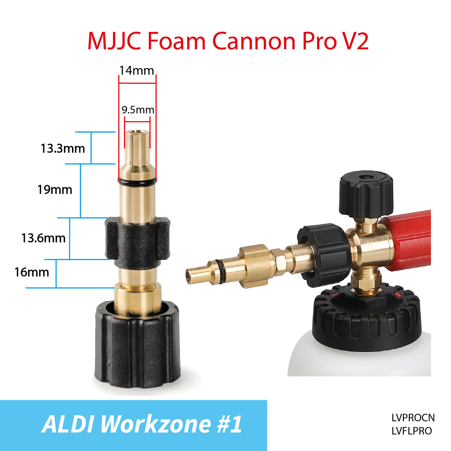 Aldi Workzone pressure washer - MJJC Foam Cannon Pro V2 (Pressure Washer Snow Foam Lance Gun)
