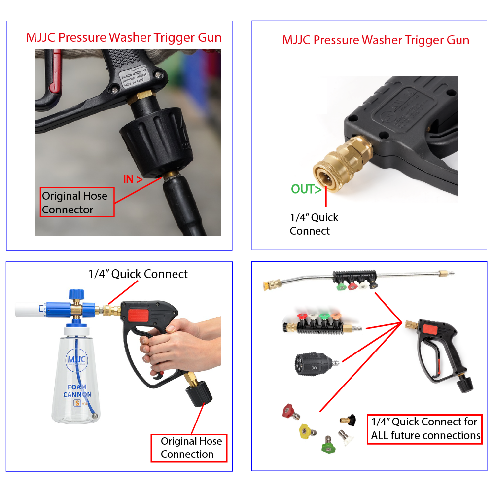 Active 2.0 pressure washer - 3/8' Quick Connect - MJJC Light Weight Pressure Washer Short Trigger Gun with Live Swivel