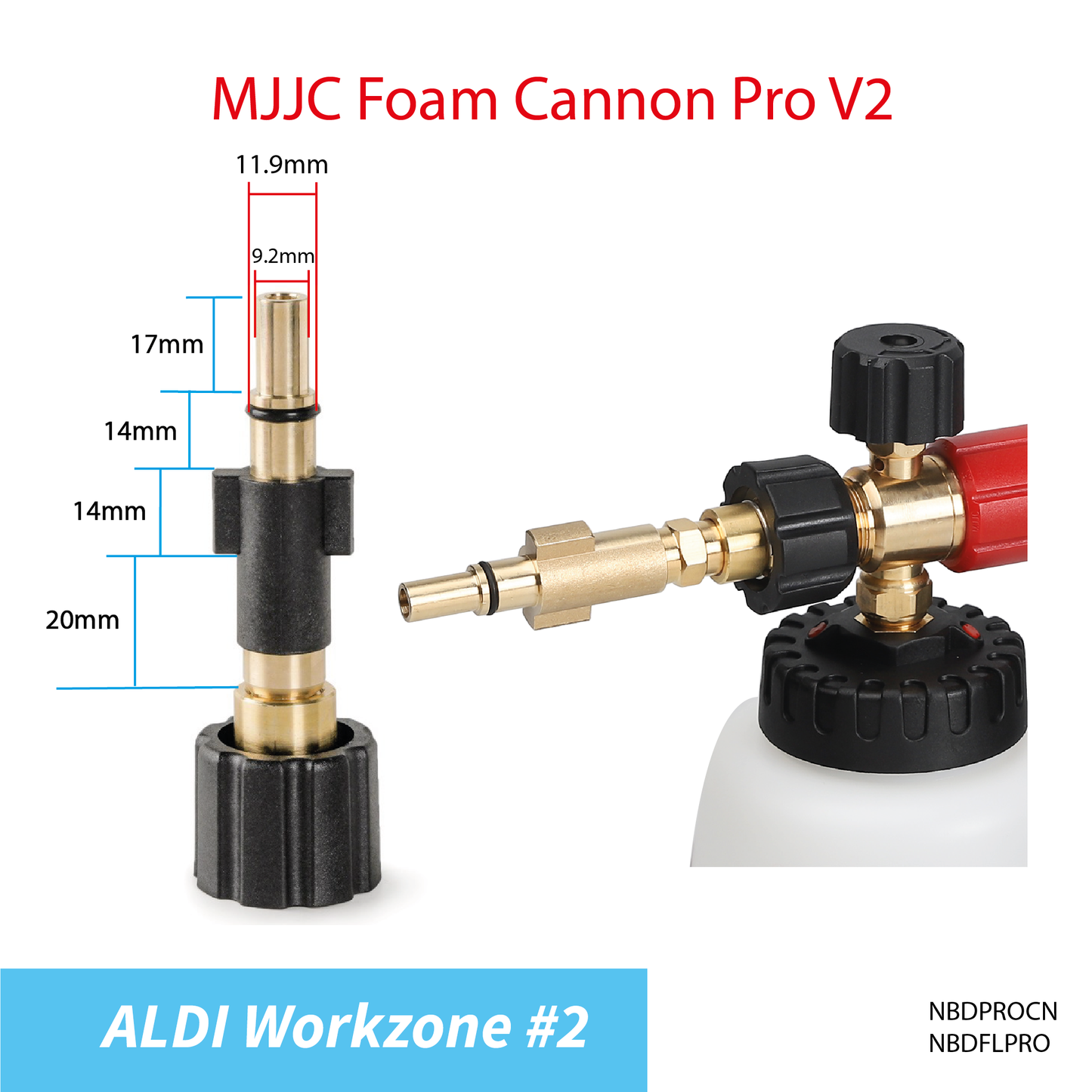 Aldi Workzone pressure washer - MJJC Foam Cannon Pro V2 (Pressure Washer Snow Foam Lance Gun)